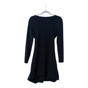 COS Women's Black Wool Blend Long Sleeve Belted Scoop Neck Midi Dress Size S